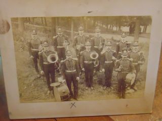 Antique Cabinet Band Photo Drums Instruments Late 1800 