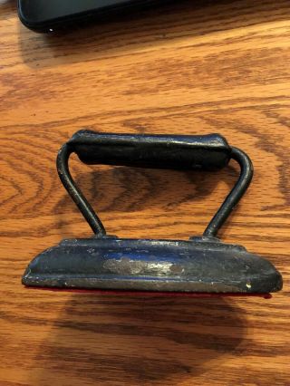 Antique Sadiron W/ Metal Handle Sad Iron Felt On Bottom (paper Weight)