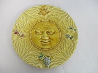 Rare Antique French Majolica Georges Dreyfus Yellow 8 3/4  The Sun " Plate (c)