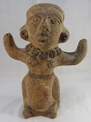 Antique Vtg Mexican Mayan Aztec Clay Pottery Statue Woman Hand Made 8 " Tall