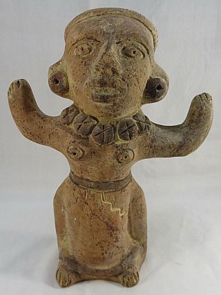 Antique VTG Mexican Mayan Aztec Clay Pottery Statue Woman Hand Made 8 