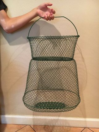 Vintage Antique Inox Wire Mesh Fish Basket Large