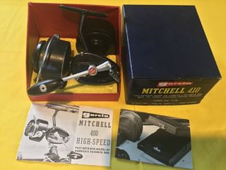 Vintage Garcia Mitchell 410 Spinning Reel In Rare Box 1965