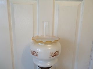 A stunning heavy Victorian brass column oil lamp glass drop in font twin burner 2