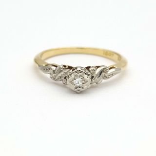 Ladies Ring 18ct (750,  18k) Yellow Gold Natural Diamond Antique Style Ring