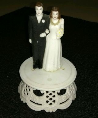 Vintage Bride And Groom Wedding Cake Topper Top 50s Plastic