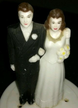 Vintage Bride And Groom Wedding Cake Topper Top 50s Plastic 2