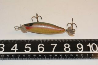 Old Early Wooden Glass Eye Heddon Sos Lure Minnow Bait Michigan