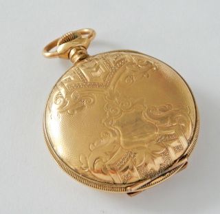Antique Pocket Watch W Case Signed " Warranted 10 Years 14k "