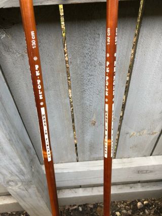 Vintage Bamboo Ski Poles PK Pole Made in Finland 130cm 3