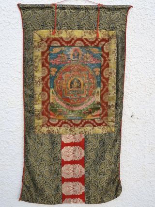 Antique 19th Century Tibetan Thangka Painted On Cloth