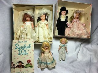 Vintage " Nancy Ann " Storybook Dolls " Wedding Party " 6 Pc Set W/ Orig.  Boxes