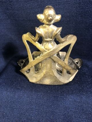 Antique or Vintage Brass Art Nouveau Figural Inkwell semi nude lady 8
