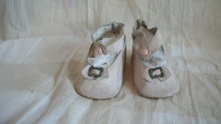 PALE PINK LEATHER ANTIQUE SHOES FOR YOU FRENCH OR GERMAN DOLL 3