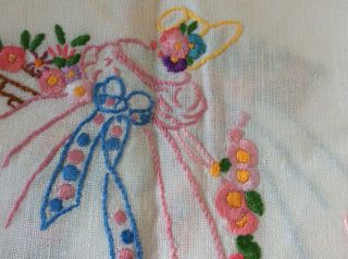 Vintage Hand Embroidered Both sides Linen Crinoline Lady Tea Pot Cover VGC 2