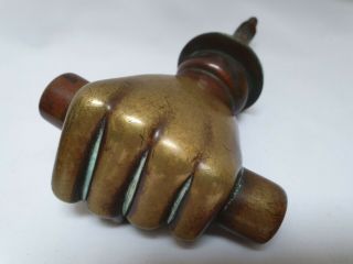 Antique Bronze Brass 19th Century Hand Fist Door Bell Pull Knob Handle Knocker