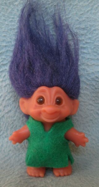 Vintage Dam Troll Doll 3 " Figure Purple Hair G