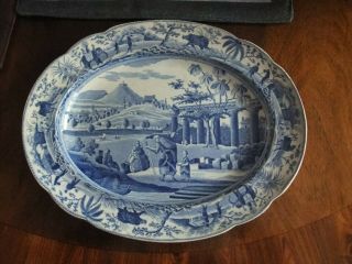 Antique Early 19thc Spode Blue & White Caramanian Pattern Serving Dish C1810