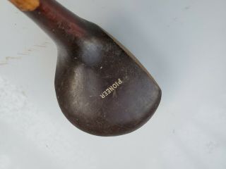 Antique Golf Club Driver Early Hickory Shaft Leather Wrap Grip Pioneer