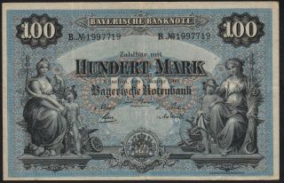 1900 100 Mark Munich German States Bavaria Rare Paper Money Banknote P S922 Xf