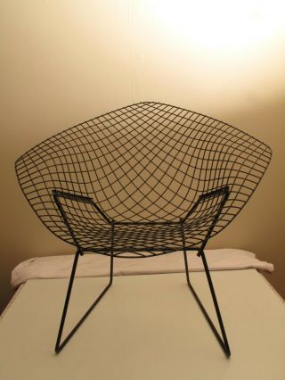 Vtg Mid Century Modern Bertoia Diamond Chair Knoll Orig Vtg Black