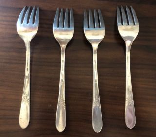 DEVONSHIRE aka MARYLOU 1938 Set Of 4 Salad Forks WM ROGERS IS Silverplate 4