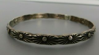 Sterling Silver 925 Bangle With Antique Art Deco Floral Pattern Marked