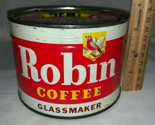 Antique Robin Coffee Tin Litho 1 Keywind Can St Louis Mo Grocery Store