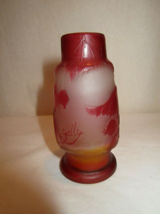 Antique Emile Galle Cameo Red and Orange Currant Berry Vase 2