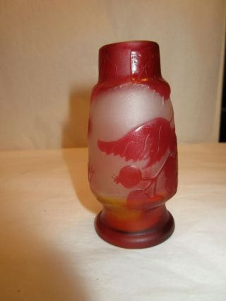 Antique Emile Galle Cameo Red and Orange Currant Berry Vase 3