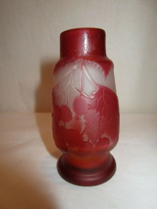Antique Emile Galle Cameo Red and Orange Currant Berry Vase 5