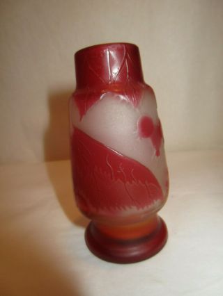 Antique Emile Galle Cameo Red and Orange Currant Berry Vase 6