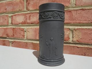 Antique Wedgwood All Black Basalt Ware Jasperware Cylinder Vase 4 3/4 "