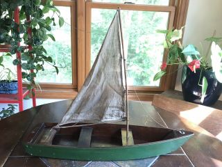 Antique Seaworthy Jacrim Mfg.  Co.  Wood Sail Boat Toy Boat Very Rare