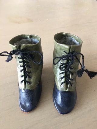 Antique Dolls Boots With Heel For French Dolls For Jumeau