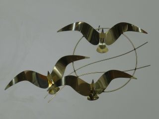 Mcm Signed Jere Brass Metal Wall Art Sculpture Flying Seagulls Birds Wave 3d