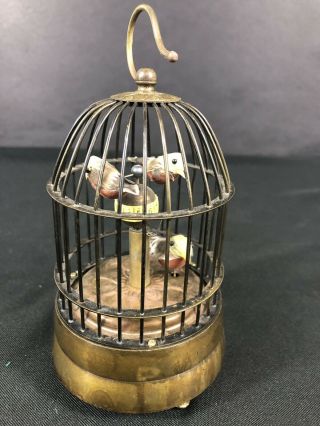 Antique Wind Up Birds In A Cage Brass Clock.  Vintage? 1940s?