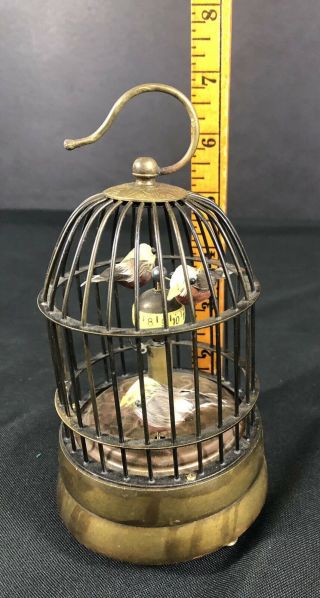 Antique Wind Up Birds In A Cage Brass Clock.  Vintage? 1940s? 2