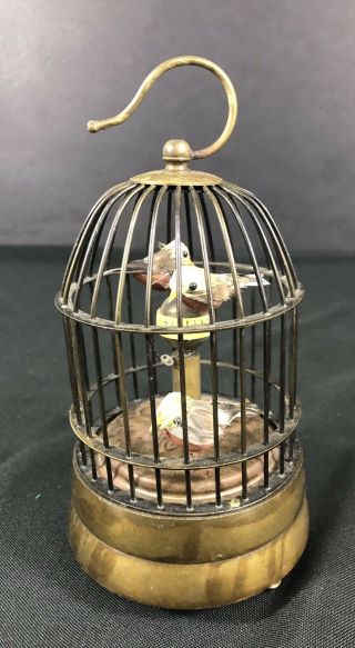 Antique Wind Up Birds In A Cage Brass Clock.  Vintage? 1940s? 4