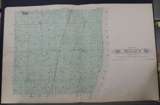 Wisconsin Ozaukee County Map 1915 Township Of Belgium,  Lake Michigan Q2 12