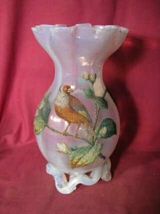 Outstanding Antique Stevens & Williams Coralene Opalescent Art Glass Vase