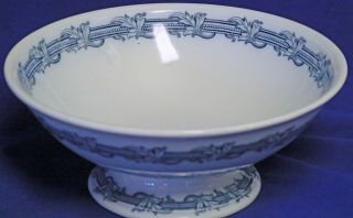 Villeroy & Boch Antique Compote Bowl Perlen Mettlach Blue & White Flo Blue
