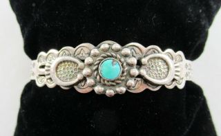 Native American Silver Plate Turquoise Cuff Bracelet Antique / Vintage Unsigned