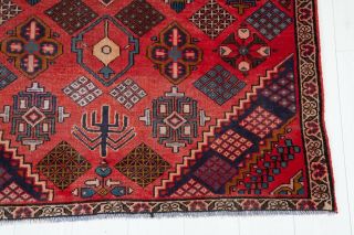 4x6ft.  Hand - Knotted tribal area rug geometric red low pile oriental wool carpet 3