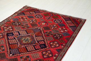 4x6ft.  Hand - Knotted tribal area rug geometric red low pile oriental wool carpet 4