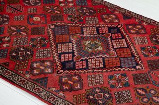 4x6ft.  Hand - Knotted tribal area rug geometric red low pile oriental wool carpet 5
