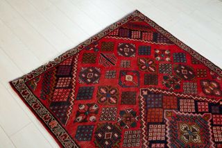 4x6ft.  Hand - Knotted tribal area rug geometric red low pile oriental wool carpet 6
