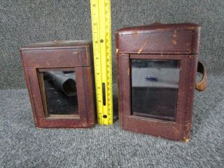 2 Antique Leather Cases For Oversize Carriage Clock