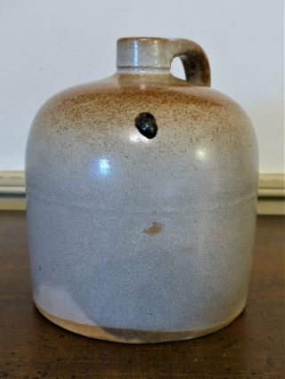 Pa Antique Salt Glazed Stoneware Whiskey Storage Crock Jug W Turkey Dropping 1