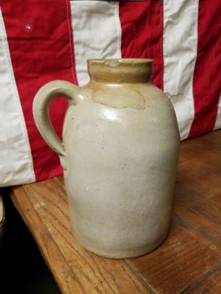 Antique Salt Glazed Widemouth One Handled Stoneware Jug